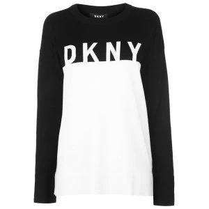 image of DKNY Long Sleeve Crew Neck Knitted Jumper Womens - Black Combo