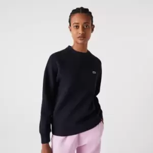 Image of Lacoste Womens Crew Neck Cotton Blend Sweatshirt Size 6 Navy Blue