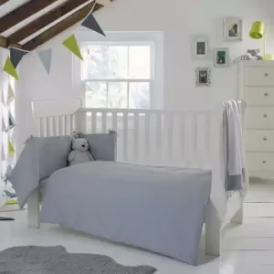 Image of Waffle 2 Piece Cot/Cot Bed Quilt & Bumper Bedding Set, Grey - Clair De Lune