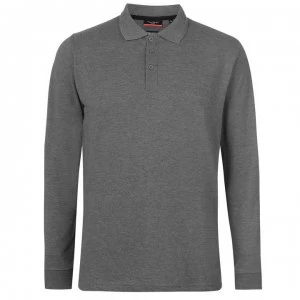 image of Pierre Cardin Plain Long Sleeve Polo Shirt Mens - Charcoal Marl