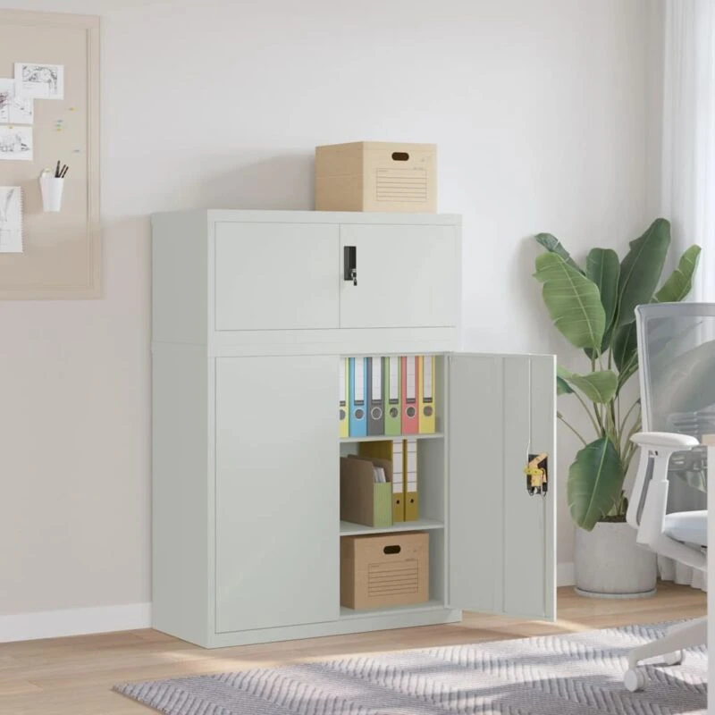 Image of Vidaxl File Cabinet Light Grey 90X40X130 Cm Steel, Grey 3188317