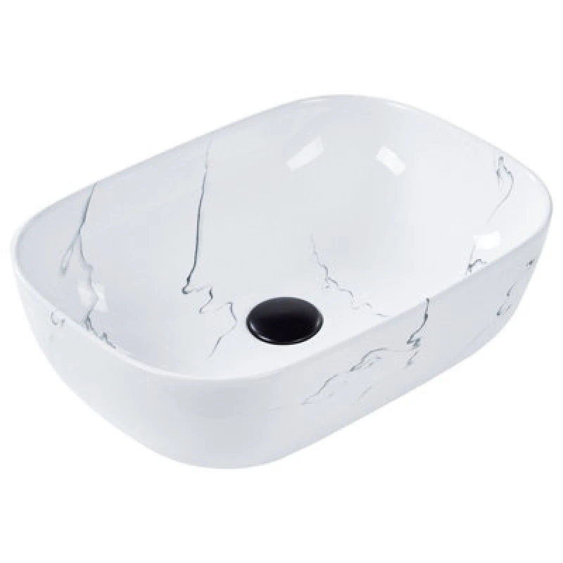 Image of Beliani Countertop Basin Hopi 470 X 340 mm Ceramic White Marble