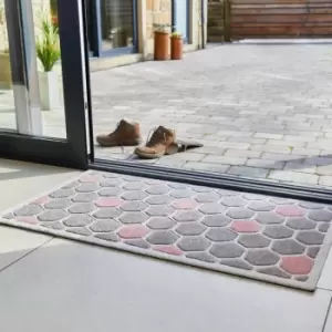 image of JVL Solemate Latex Honeycomb Doormat Pink