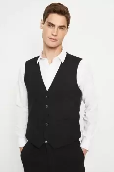 image of Plus And Tall Tailored Black Waistcoat