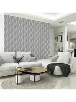 Image of Arthouse Luxe Ribbon Charcoal/Silver Wallpaper