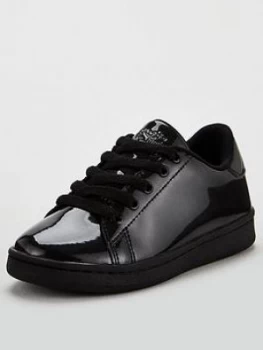 Image of Lelli Kelly Taylor Lace Up Plimsolls - Black Patent, Size 8 Younger