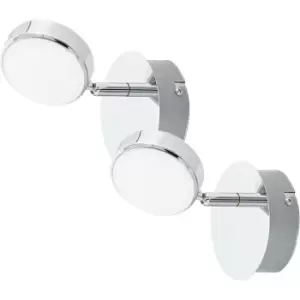 Image of 2 PACK Wall Spot Light Colour Chrome Shade Satined Plastic LED 1x5.4W Included