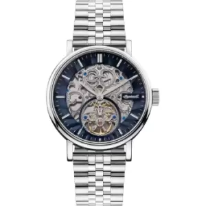 image of Ingersoll 1892 The Charles Automatic Mens Watch with Black Skeleton Dial and Silver Stainless Steel Bracelet