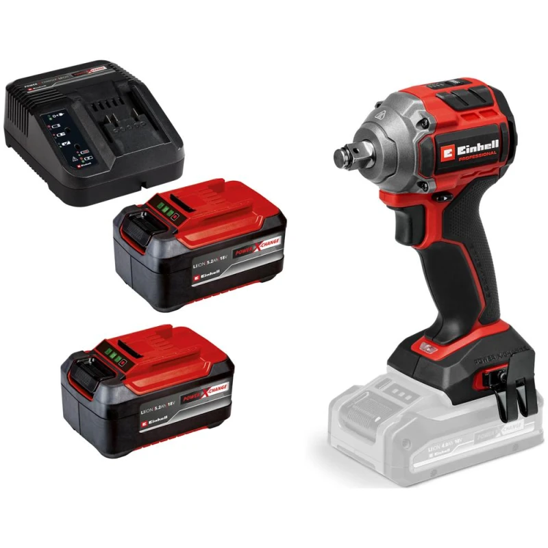 Image of Einhell Professional TP-CW 18/260-C Li BL 18v Cordless Brushless 1/2" Impact Wrench 2 x 5.2ah Li-ion Charger No Case TP-CW 18/260-C Li BL