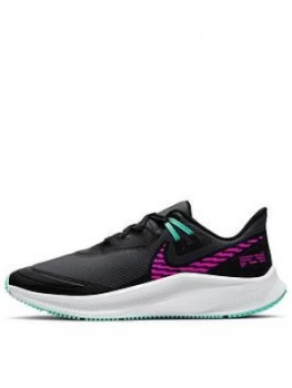 image of Nike Quest 3 Shield - Black/Pink, Size 3, Women