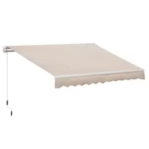 Image of Outsunny Manual Retractable Awning Garden Shelter Canopy 3 X 2M - Beige