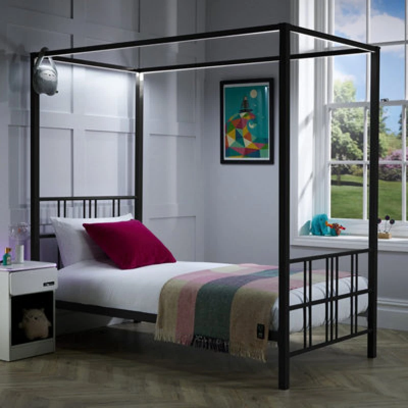Image of X Rocker Xr Living Fern LED 4 Poster Single Bed - Black