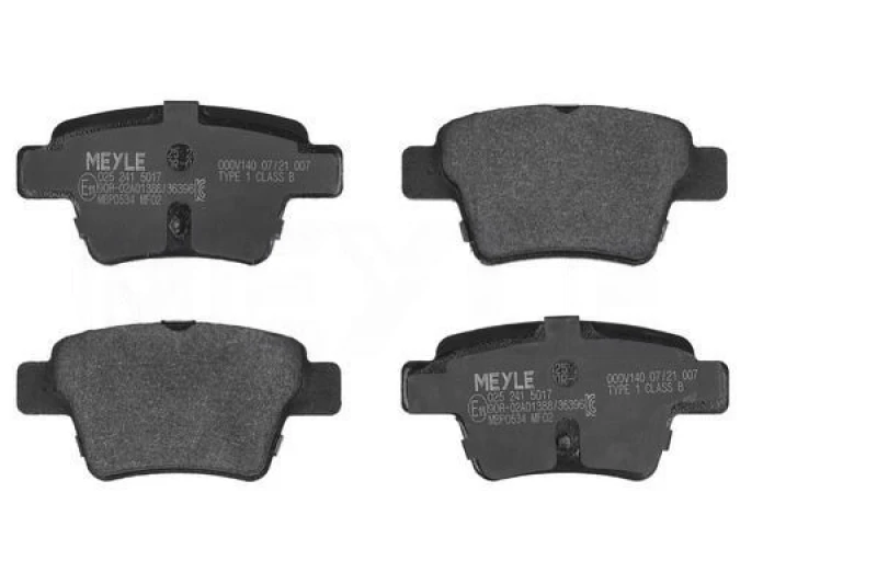 Image of MEYLE 025 241 5017 Brake pad set Rear Axle, excl. wear warning contact, Original Quality, with anti-squeak plate Brake Pad Set,disc brake (402)