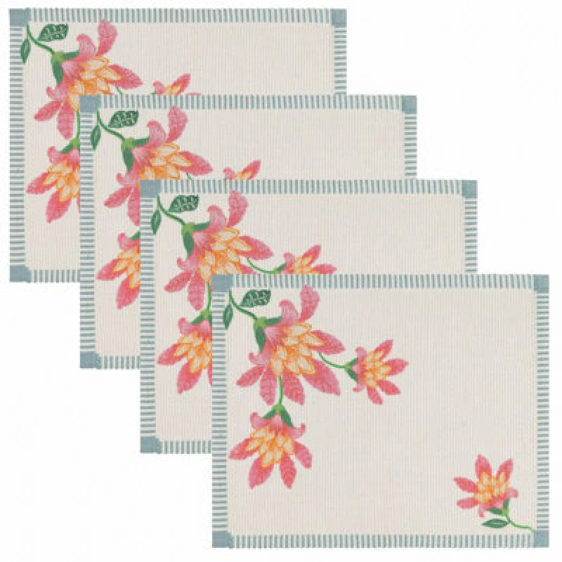 Image of Wylder Nature Wylder Claudia Indoor/Outdoor Set Of 4 Placemats Candy Red 36 X 46Cm, Red 5025532823793.00