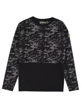 Image of Lyle & Scott Boys Block Print Long Sleeve T-Shirt - Black, Size 7-8 Years
