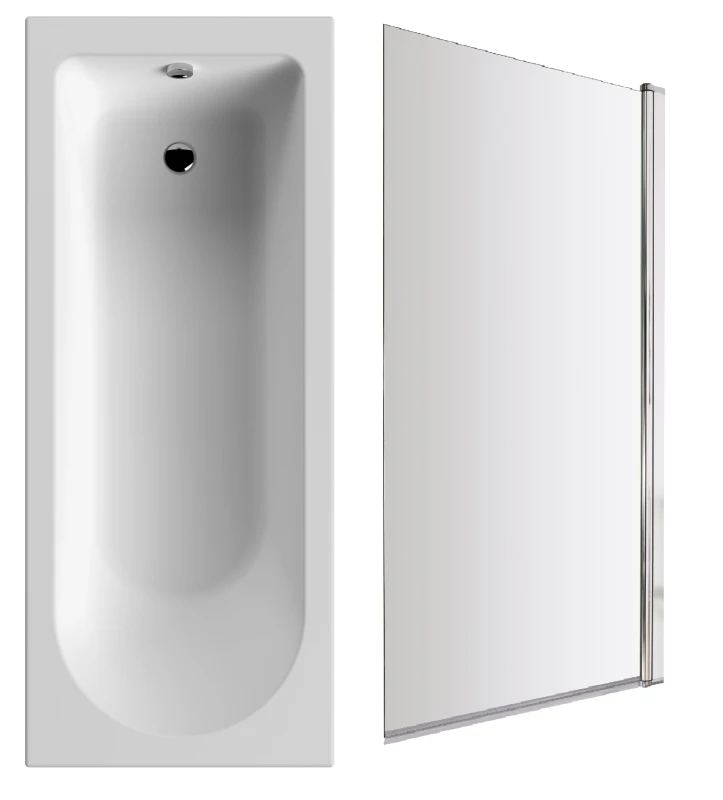Image of Balterley Round Single Ended Bath and Square Chrome Bath Screen 1700 x 700mm Silver
