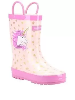 image of Cotswold Children's Unicorn Wellington Boots - Pink, Size 10 Younger