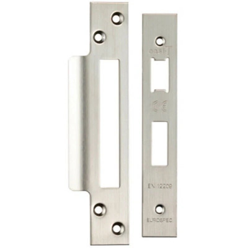 Image of Loops Forend Strike and Fixing Pack Suitable for Sashlocks Satin Stainless Steel Metallics