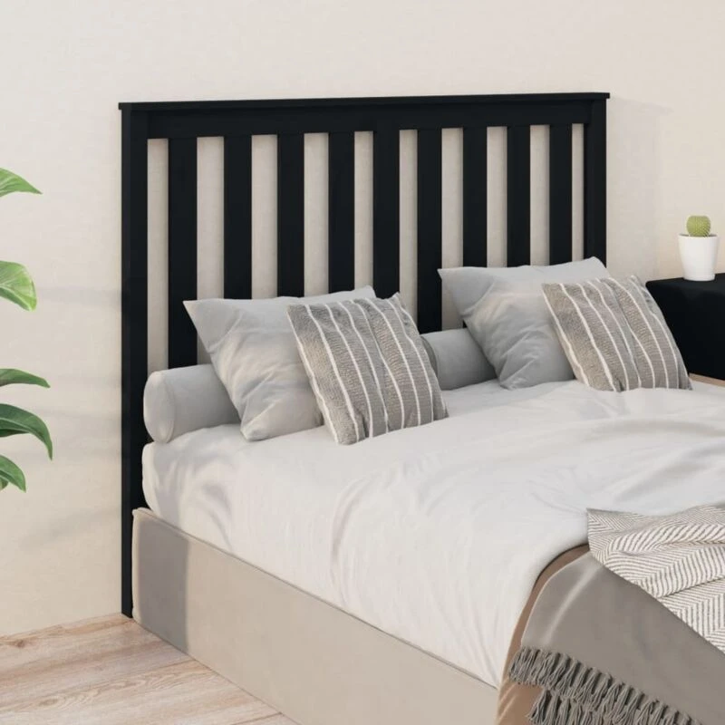 Image of Vidaxl Bed Headboard Black 126X6X101cm Solid Wood Pine, Black 818514
