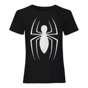 Image of Spider-Man Womens/Ladies Logo Boyfriend T-Shirt (3XL) (Black)