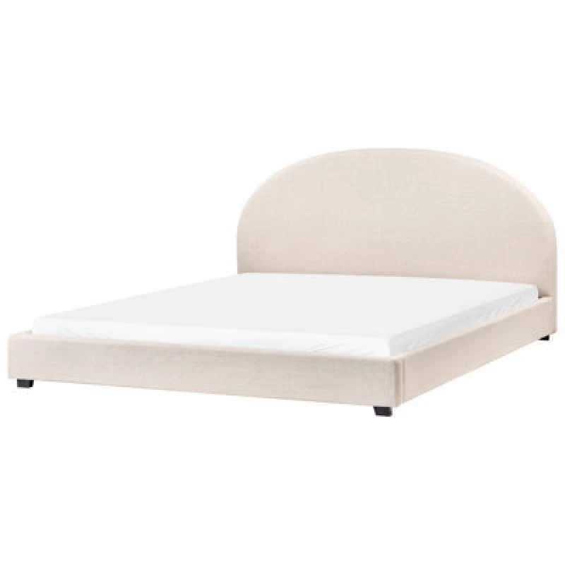 Image of Beliani Bed Fabric Vaucluse 180 X 200 Cm (Eu Super King) Light Beige