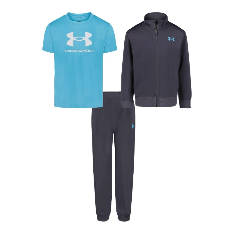 Image of Under Armour Kids Brawler Poly Tracksuit Grey/Blue male 2 - 3 Years