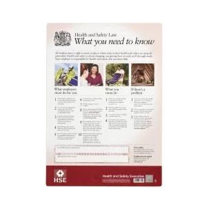 Image of Health and Safety Law HSE Statutory Poster PVC W420xH595mm A2 Framed