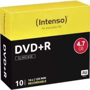 Image of Intenso 4111652 Blank DVD+R 4.7 GB 10 pc(s) Slim case