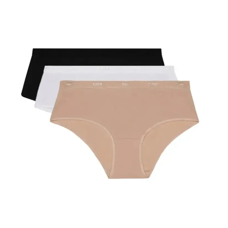 Image of Dim Pack of 3 Ecodim Pockets Shorts white + skintone + Black Women 8/10;12/14;16/18