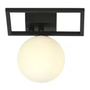 Image of Emibig Imago Black CenterGlobe Ceiling Light with White Glass Shades, 1x E14