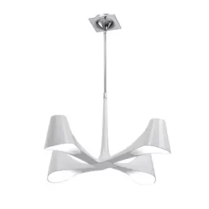 Image of Ora Telescopic Convertible To Semi Flush 4 Light E27, Gloss White/White Acrylic/Polished Chrome, CFL Lamps INCLUDED