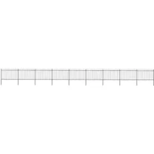 Image of Garden Fence with Spear Top Steel 15.3x1.2 m Black Vidaxl Black