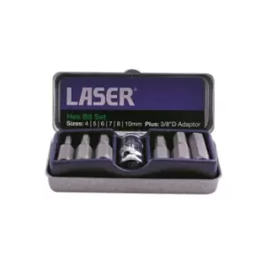 image of Laser 593 Hex Bit Set, 3/8 Ind, 7Pc