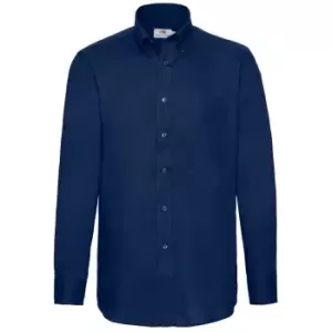 Image of Fruit Of The Loom Mens Long Sleeve Oxford Shirt (2XL) (Navy)