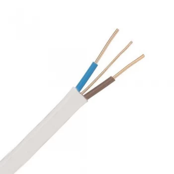 Image of Zexum White 1.5mm 16A 2 Core and Earth Brown Blue Fire Resistant Rated BASEC Approved Power Cable - 50 Meter