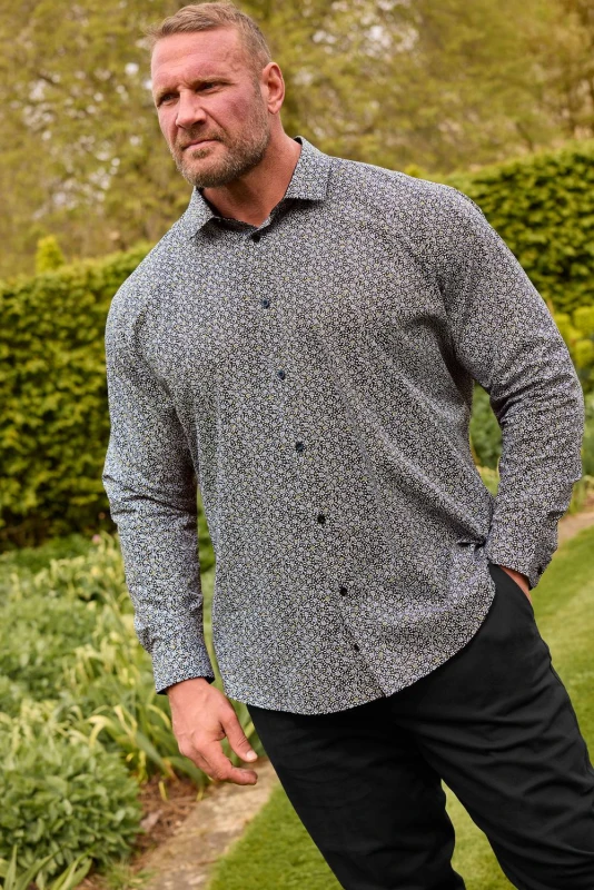 Image of BadRhino BadRhino Men Floral Print Long Sleeve Shirt in Black One Size Male 5063111253319