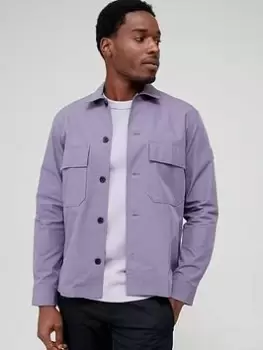 Image of Calvin Klein Cotton Nylon Overshirt - Purple, Size 2XL, Men