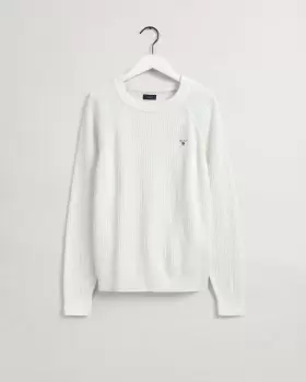 Image of GANT Teens Teens Casual Cotton Ribbed Crew Neck Sweater (158/164) Beige