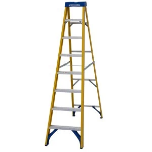 image of Werner Fibreglass Swingback 8Tread Stepladder