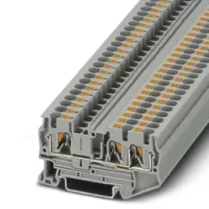 Phoenix Contact Grey PT 4-TWIN Feed Through Terminal Block, 24 10 AWG, 0.2 6mm, 800 V