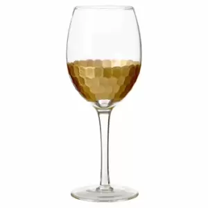 Image of Premier Housewares Set of 4 Small Wine Glasses -Gold Honeycomb Design