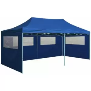 image of Professional Folding Party Tent with 4 Sidewalls 3x6 m Steel Blue Vidaxl Blue