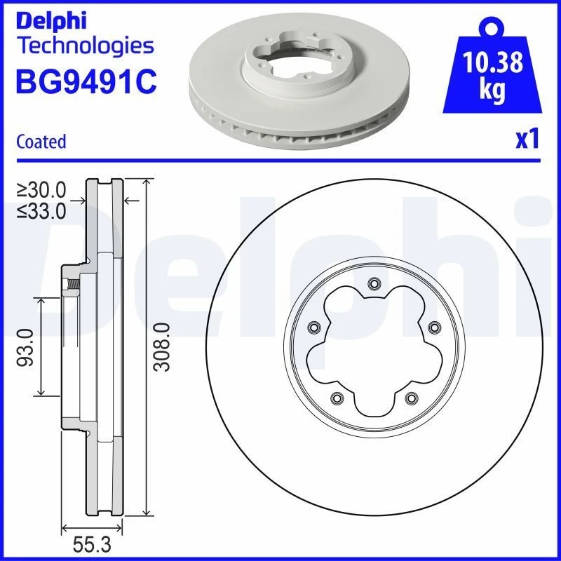 Image of DELPHI Brake disc DELPHI BG9491C