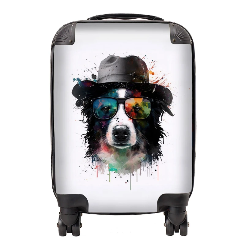 Image of Warren Reed Designer Border Collie Dog Splashart Suitcase - Small