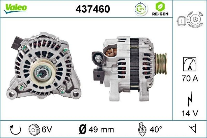 Image of VALEO 437460 Generator Alternator Charging Current: 70A, Voltage: 14V Alternator (4)
