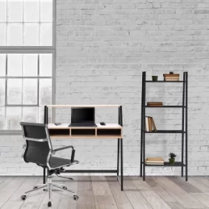 image of Vienna Urban Style Tall Workstation Black Frame, Oak