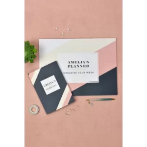 image of Personalised Navy Blush Stationery Set