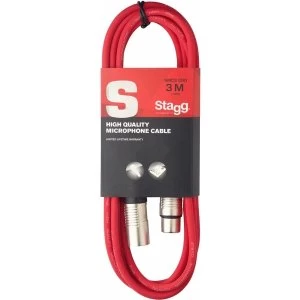 image of Stagg SMC3CRD High Quality Microphone Cable XLR-XLR Plug 3m Red