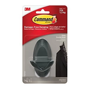 image of Command Double Hook Slate Grey