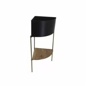 Image of Ivyline Indoor Kensington Metal Corner Planter Stand In Gold - H76Cm W30Cm